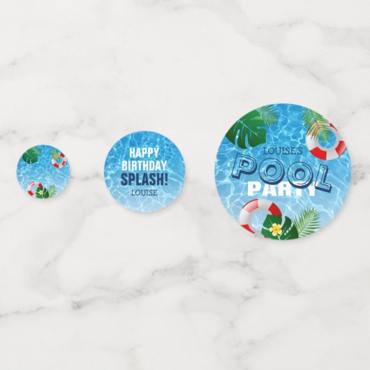 Koel 'Pool Party' Birthday Splash! Confetti (Achterkanten)