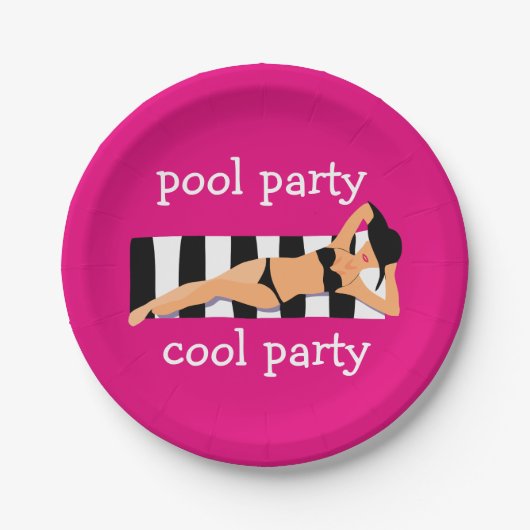 Koel Pool Party Papieren Bordje (Voorkant)