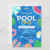 Koel Pool Party | Uitnodiging voor zwemvogels (Voorkant)