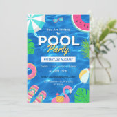 Koel Pool Party | Uitnodiging voor zwemvogels (Staand voorkant)