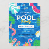 Koel Pool Party | Uitnodiging voor zwemvogels (Voorkant / Achterkant)