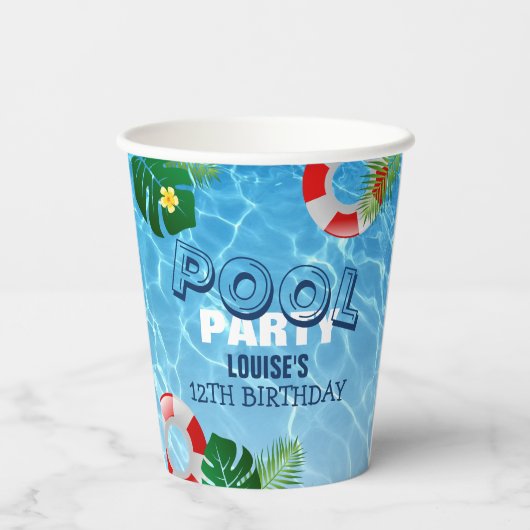 Koel Pool Party | Uitnodiging voor zwemvogels Papieren Bekers (Achterkant)