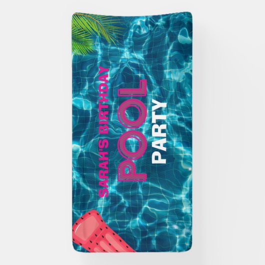 Koel Pool Party | Uitnodiging voor zwemvogels Spandoek (Verticaal)
