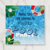 Koel Pool Party | Zwemende verjaardag Dank u Bedankjes Labels (Voorkant)