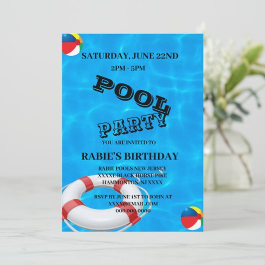 Koel Pool Party | Zwemverjaardag Kaart (Staand voorkant)