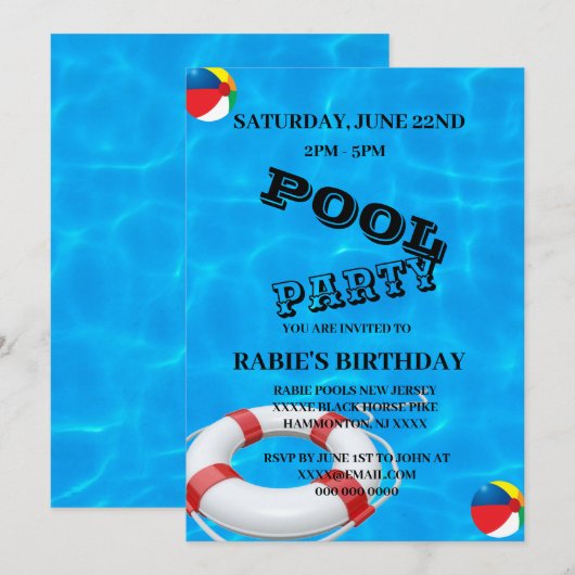 Koel Pool Party | Zwemverjaardag Kaart (Voorkant / Achterkant)