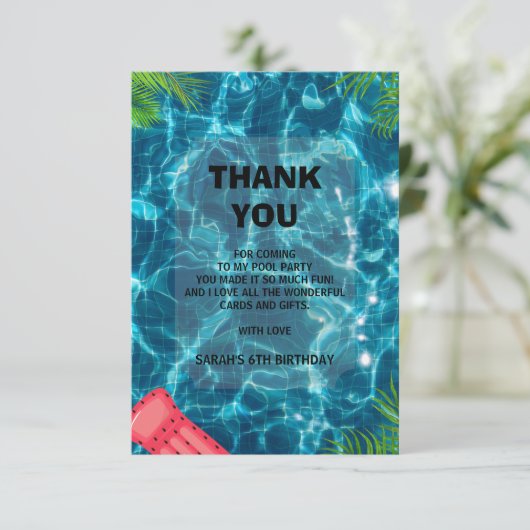 Koel Pool Party | Zwemwaterdag Bedankkaart (Staand voorkant)