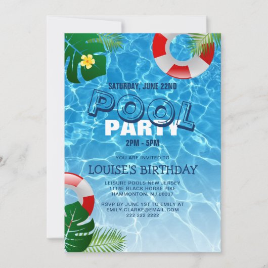 Koel Pool Party | Zwemwaterdag Kaart (Voorkant)