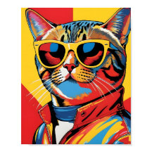 Koel Pop Art Kat in Zonnebril