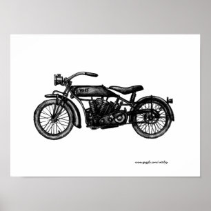 Koel  poster voor inkttekening van motorfietsen
