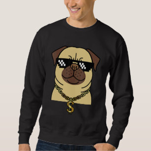 Koel pug rapper hond met blings Hip hop bling pug Trui
