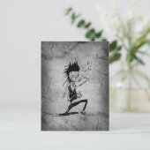 Koel punk zombie grijs gekraakte muur zwart grijs briefkaart (Staand voorkant)