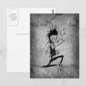Koel punk zombie grijs gekraakte muur zwart grijs briefkaart (Voorkant / Achterkant)