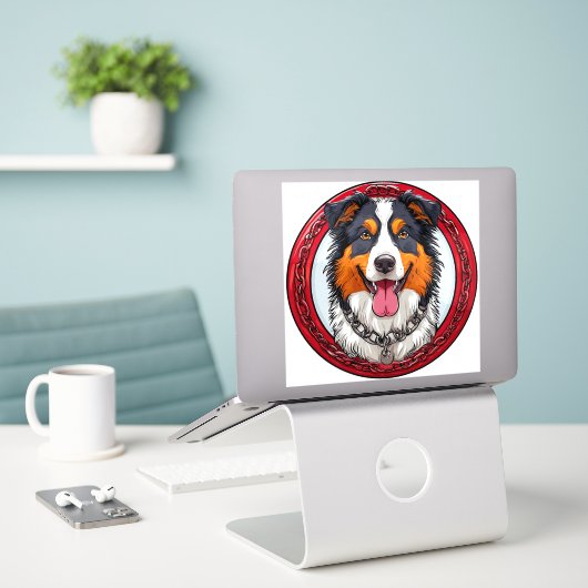 Koel raskuil sticker (Laptop op bureau)
