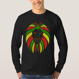 Koel Rasta Leeuwenkop Kleurrijk voor Reggaeliefheb T-shirt