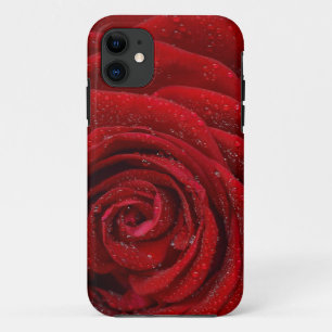 Koel Realistische Regendruppels op een Rood toenam iPhone 11 Hoesje