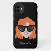 Koel Redhead met Glasses Black Custom Name Case-Mate iPhone Case (Achterkant)