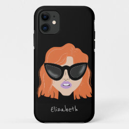 Koel Redhead met Glasses Black Custom Name Case-Mate iPhone Case