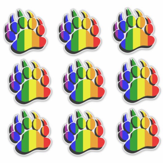 Koel Regenboogvlag Beerpoot Sticker (Voorkant)
