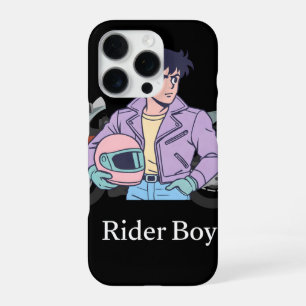 Koel Retro Anime Rijder Jongen Phonehoes iPhone 16 Pro Hoesje
