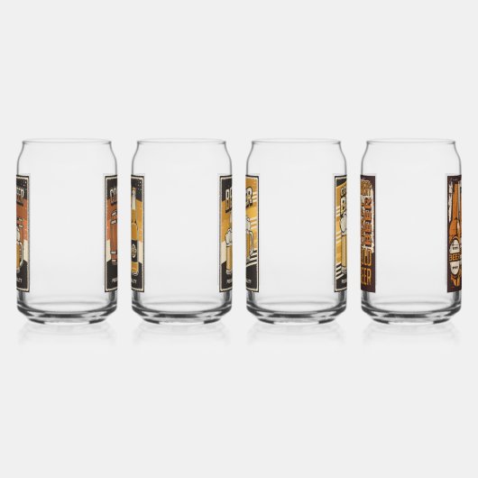 Koel retro bier blikvorm glas (Links)