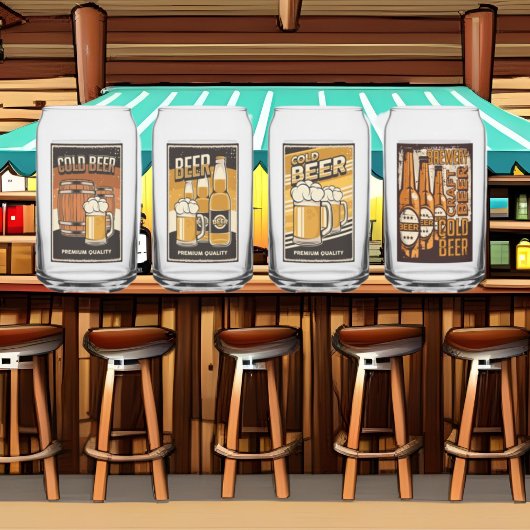 Koel retro bier blikvorm glas