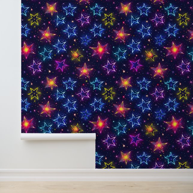 Koel retro galaxy tegelpatroon behang (Applicatie)