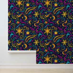 Koel retro galaxy tegelpatroon behang