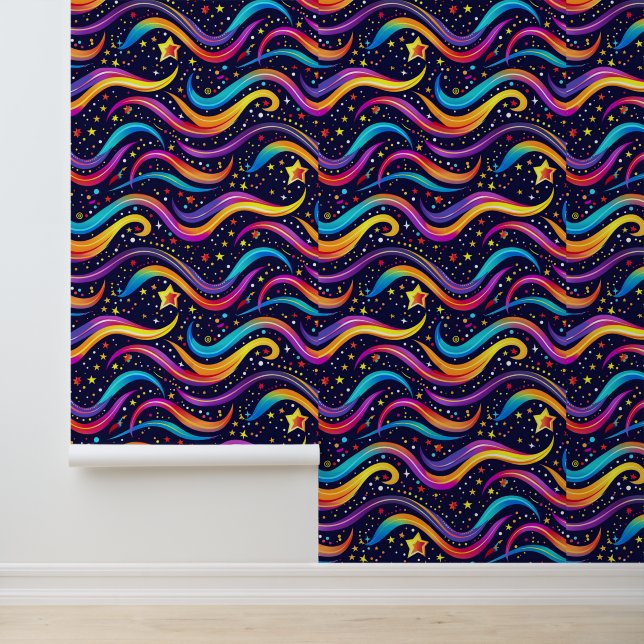 Koel retro galaxy tegelpatroon kinder behang (Applicatie)