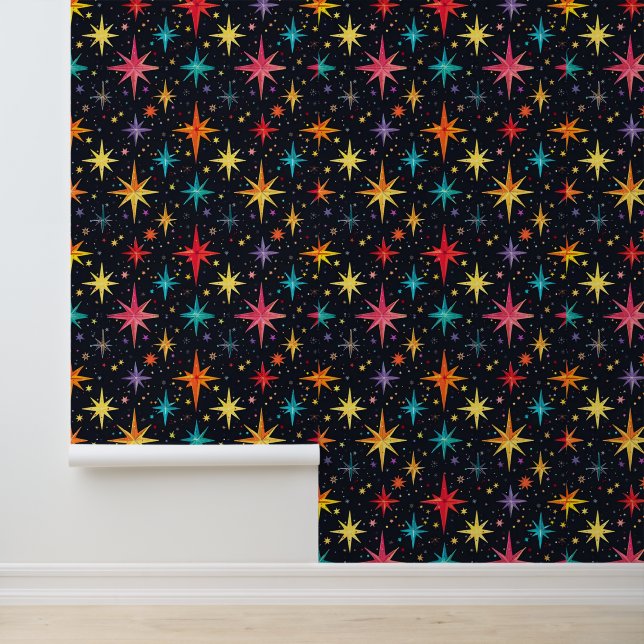 Koel retro galaxy tegelpatroon kinder behang (Applicatie)