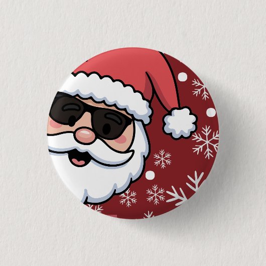 Koel Retro Kerstman Kerstserveringsblad Ronde Button 3,2 Cm (Voorkant)
