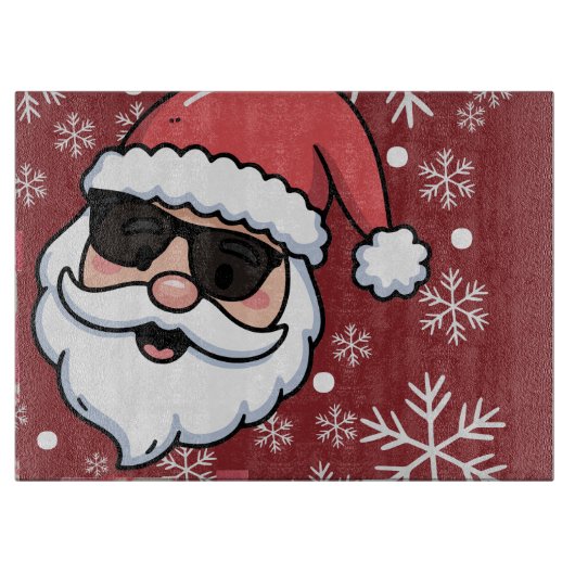 Koel Retro Kerstman Kerstserveringsblad Snijplank (Voorkant)