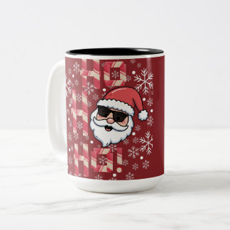 Koel Retro Kerstman Kerstserveringsblad Tweekleurige Koffiemok