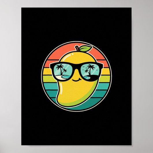 Koel Retro Mango Fruit Kostuum Zonnebril Tropisch Poster (Voorkant)