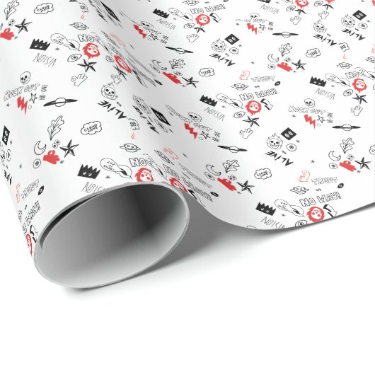 Koel Retro Punk Rock patroon Cadeaupapier (Rol Hoek)