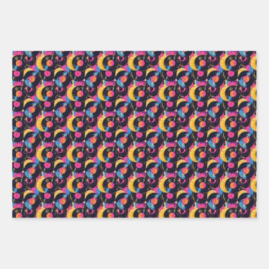 Koel retro record betegeld patroon inpakpapier vel (Voorkant 3)