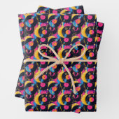 Koel retro record betegeld patroon inpakpapier vel (In situ)