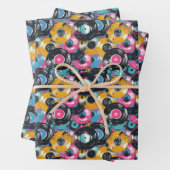 Koel retro record betegeld patroon inpakpapier vel (In situ)