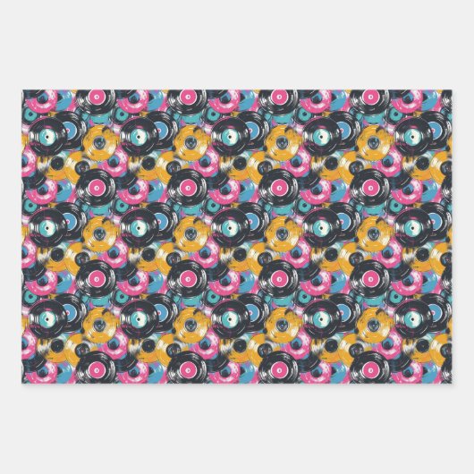 Koel retro record betegeld patroon inpakpapier vel (Voorkant)