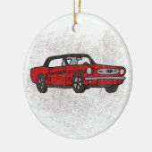 Koel Retro  rode, converteerbare Pony Keramisch Ornament (Links)