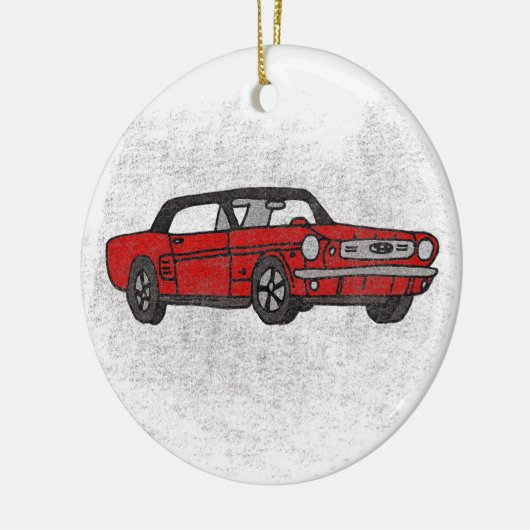 Koel Retro  rode, converteerbare Pony Keramisch Ornament (Links)