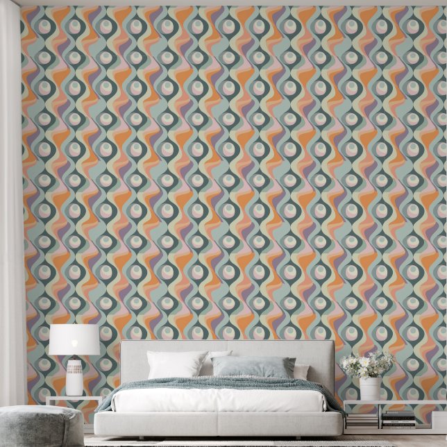 Koel retro tegelpatroon behang (Slaapkamer)