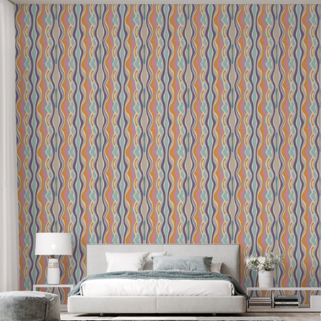 Koel retro tegelpatroon behang (Slaapkamer)