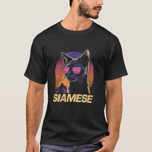 Koel Retro Zonbril Siamese Kat T-shirt (Voorkant)