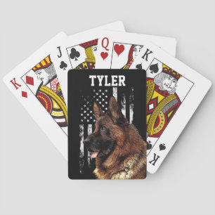 Koel robuuste Duitse herder Amerikaanse vlag Pokerkaarten