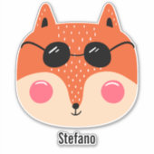 Koel rode vos met zonnebrillen personaliseren sticker (Voorkant)