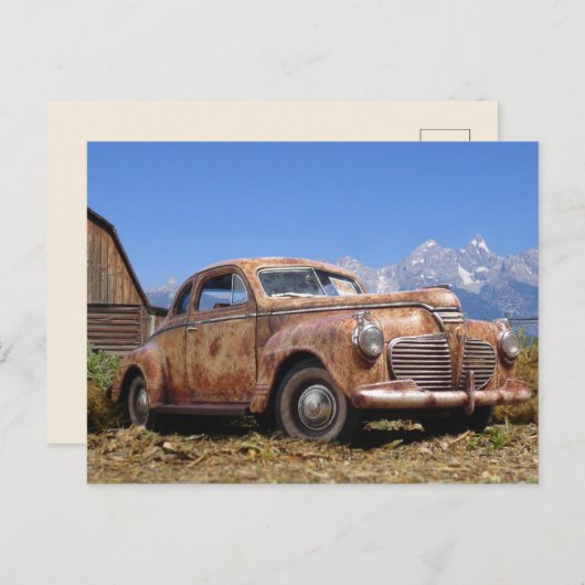 Koel roestvrij oude  schuur vindt auto briefkaart (Voorkant / Achterkant)