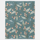 Koel rokerblauwe achtergrond Waterverven bloemen Fleece Deken (Voorkant)