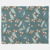 Koel rokerblauwe achtergrond Waterverven bloemen Fleece Deken (Voorkant (Horizontaal))