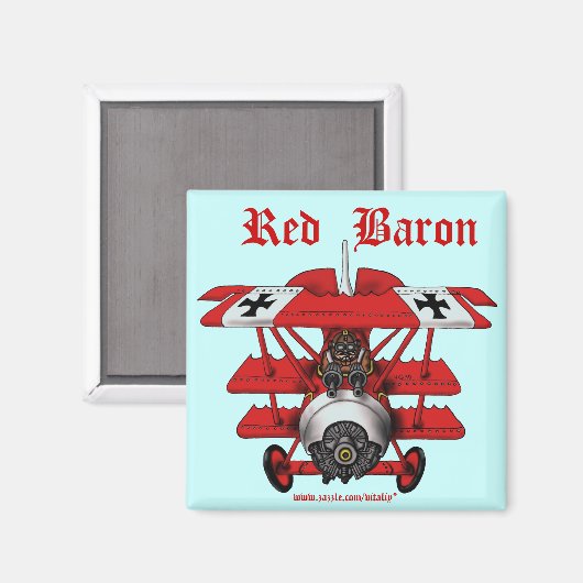 Koel rood baron vliegtuig magneet ontwerp (Voorkant / Achterkant)